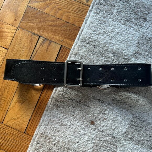 Alaïa Paris black leather wide waist belt with silver-tone hardware and O-ring d - Picture 1 of 5